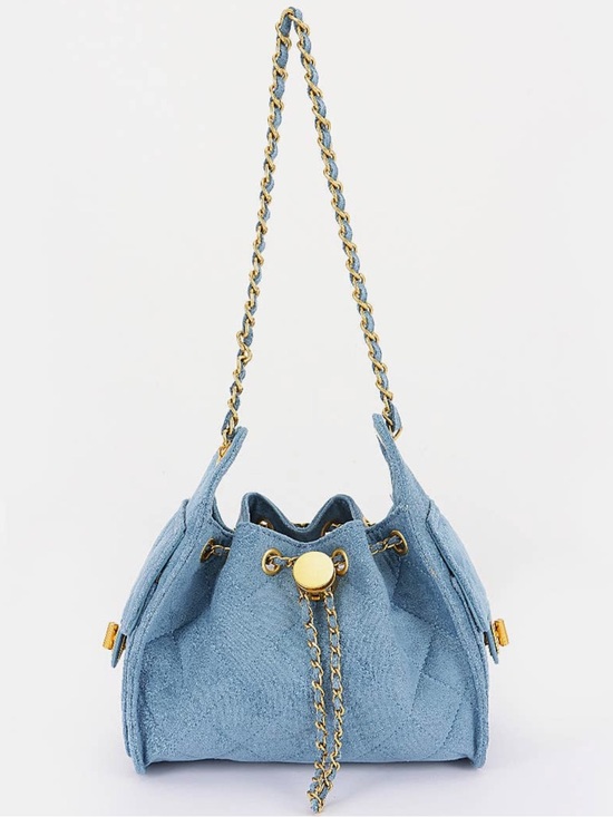 ShopEvelynne Handbags - ShopEvelynne Light Blue Shoulder Bag with Gold Chain